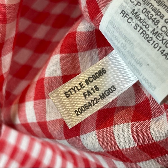 J Crew Red White Gingham Button Up Shirt 2 - Picture 10 of 10